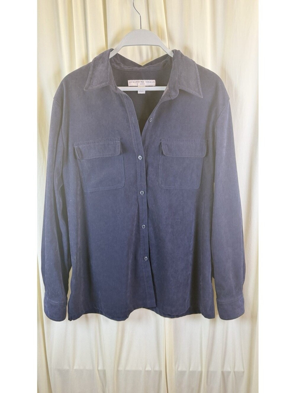 Josephine Chaus Sport Navy long Sleeve Button Down Jacket Size L Polyester Heavy